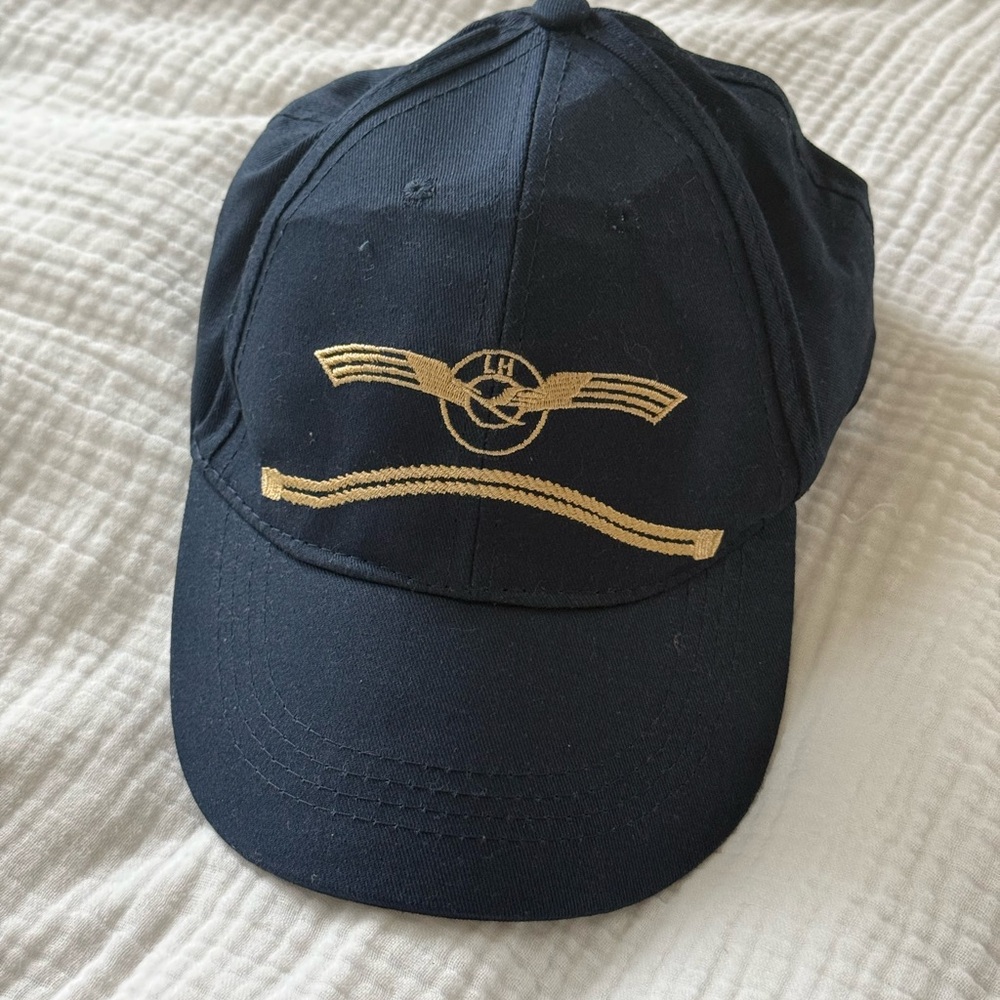 Lufthansa Navy Blue Kids Pilot Baseball Cap with Gold Embroidery